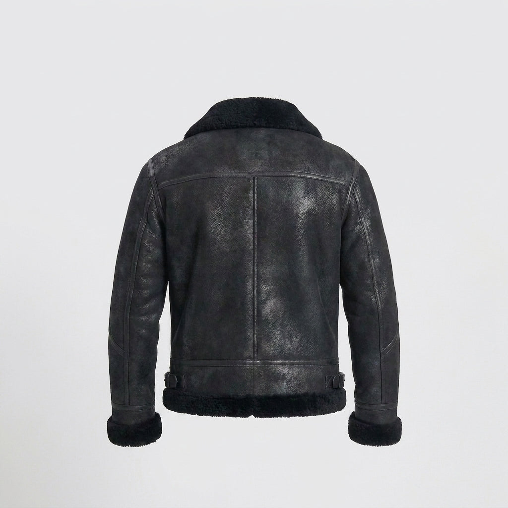 Men's Black B3 Shearling Aviator Bomber Jacket
