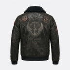 Men's Black Sheepskin Aviator Leather Jacket