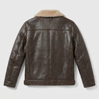 Men's B3 Brown Shearling Leather Jacket Classic Aviator Bomber