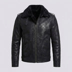 Men's Black Shearling Aviator Pilot Leather Jacket