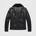 Men's Black Shearling Aviator Pilot Leather Jacket