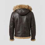 Men's Genuine Shearling Sheepskin Aviator Bomber Leather Jacket