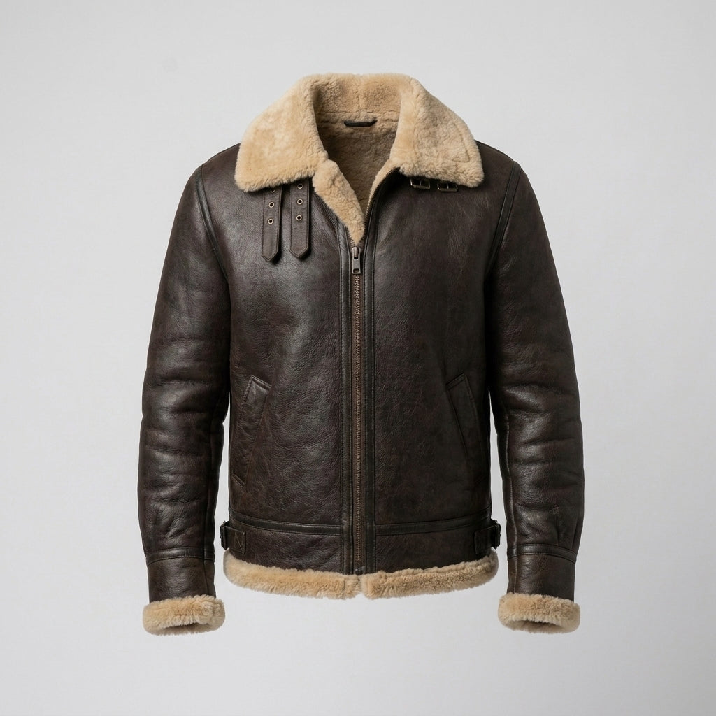 Men's Shearling Bomber Jacket – Premium Leather