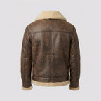 Men's Brown Distressed B3 Shearling Leather Bomber Jacket