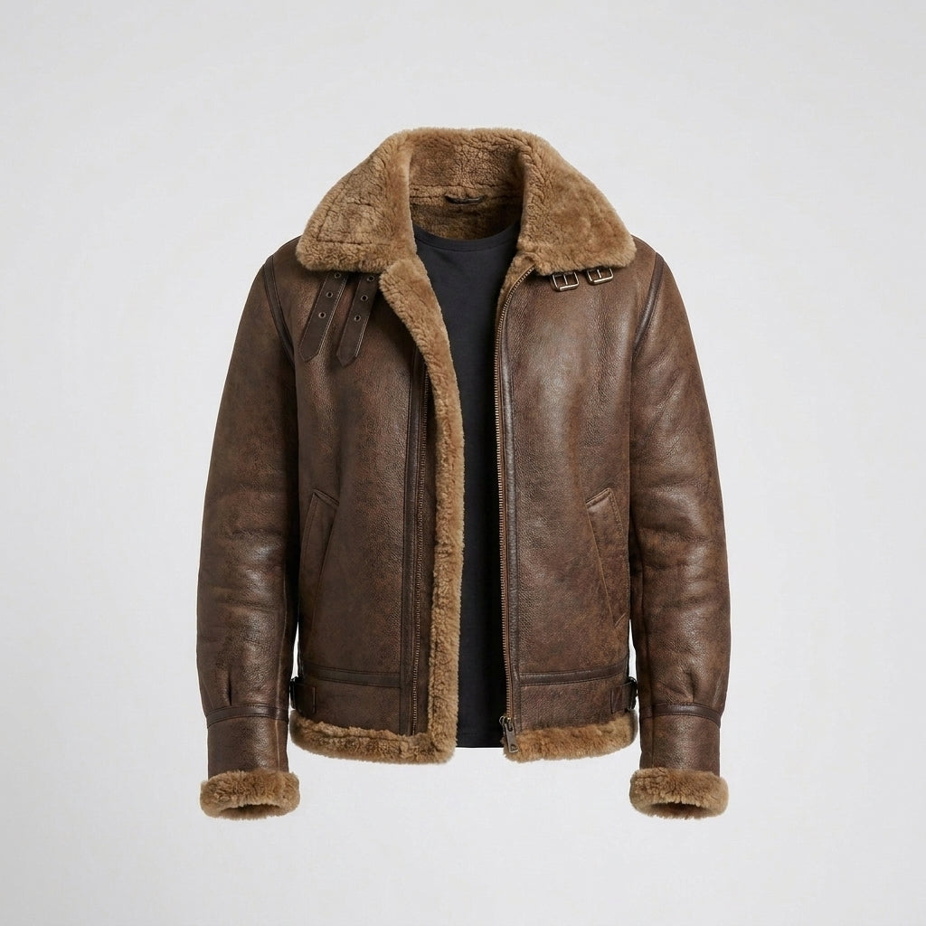 Men's Brown B3 Bomber Sheepskin Leather Jacket