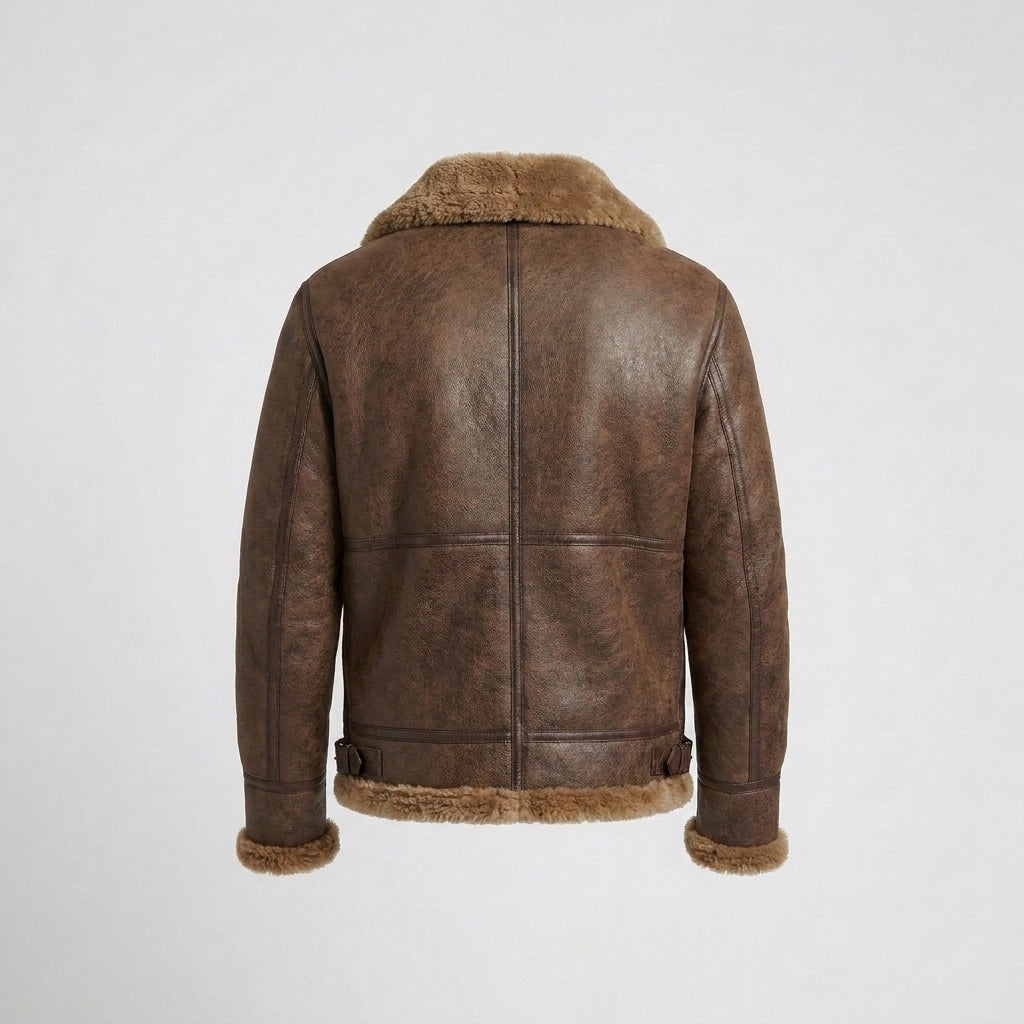 Men's Brown B3 Bomber Sheepskin Leather Jacket