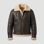 Men's Brown B3 Sheepskin Bomber Jacket – Cream Shearling