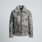 Men's Grey Camo B3 Shearling Leather Bomber Jacket