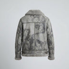 Men's Grey Camo B3 Shearling Leather Bomber Jacket