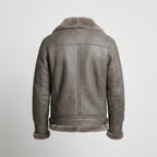 Men's Grey B3 Shearling Leather Bomber Jacket