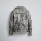 Men's Grey B3 Sheepskin Bomber Jacket – 100% Shearling Aviator Coat