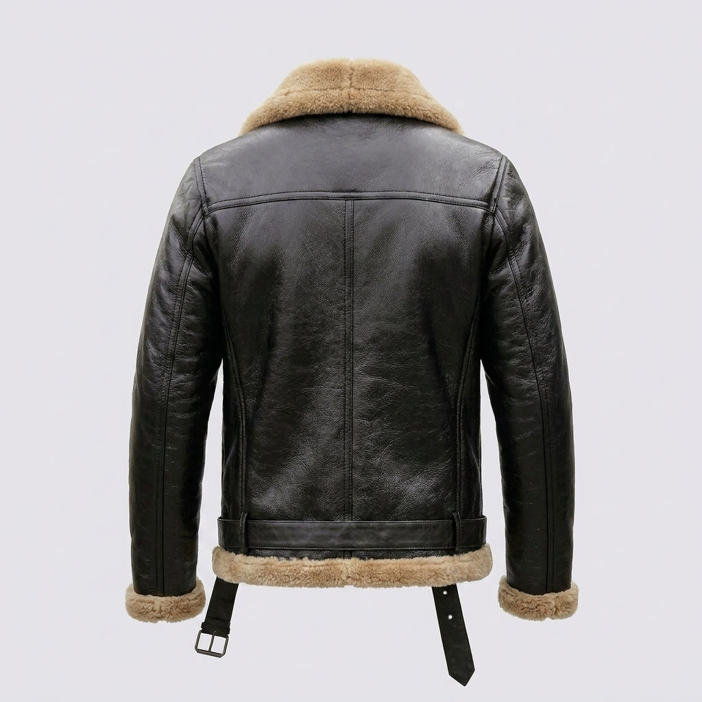 Men's Black Shearling Leather Jacket