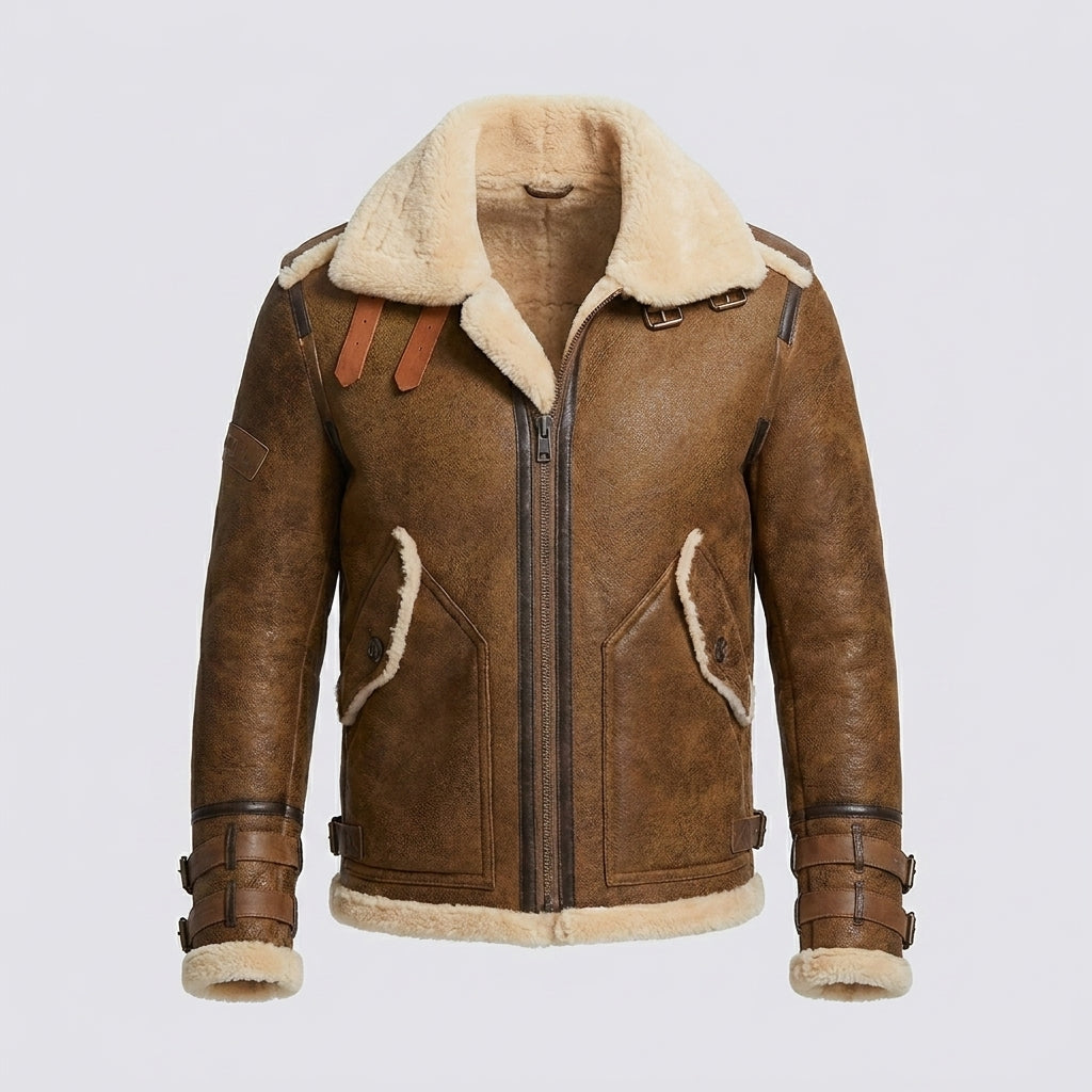 Men's Sheepskin Shearling Bomber Jacket