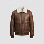 Men's Brown Leather Shearling Jacket – Premium Winter Jacket