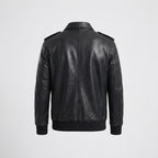 Men's Black Lambskin Leather A-2 Flight Bomber Jacket