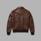 Men's Brown Leather Bomber Jacket with Dark Suede Panels