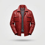 Men's Red Real Leather Bomber Jacket – Premium Fashion Style