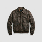 Men's Distressed Brown Leather Bomber Flight Jacket – Vintage Aviator Style