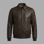 Men's Dark Brown Leather Bomber Jacket – Classic Heritage Flight Style