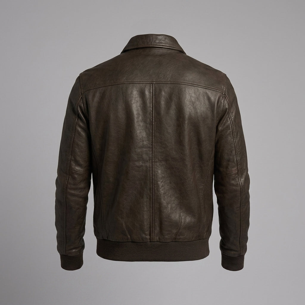 Men's Dark Brown Leather Bomber Jacket – Classic Heritage Flight Style