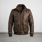Men's Distressed Brown A-2 Leather Flight Jacket