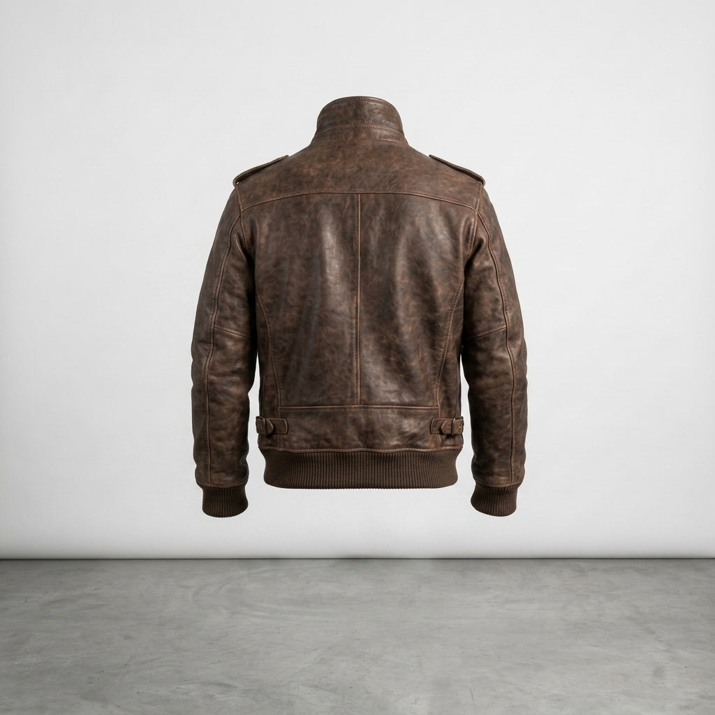 Men's Distressed Brown A-2 Leather Flight Jacket