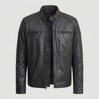 Men's Classic Black Leather Biker Jacket – Premium Motorcycle Rider Jacket