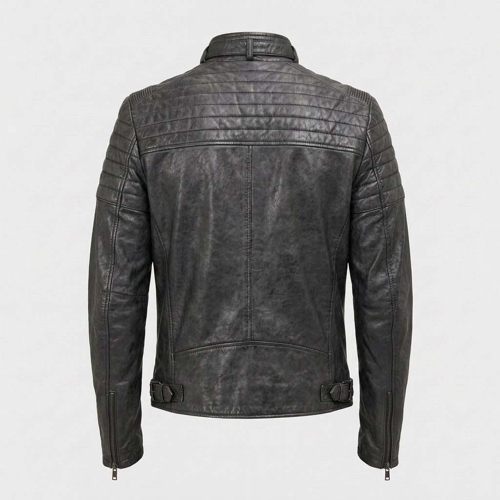 Men's Premium Lambskin Leather Moto Jacket – Slim Fit Biker Jacket