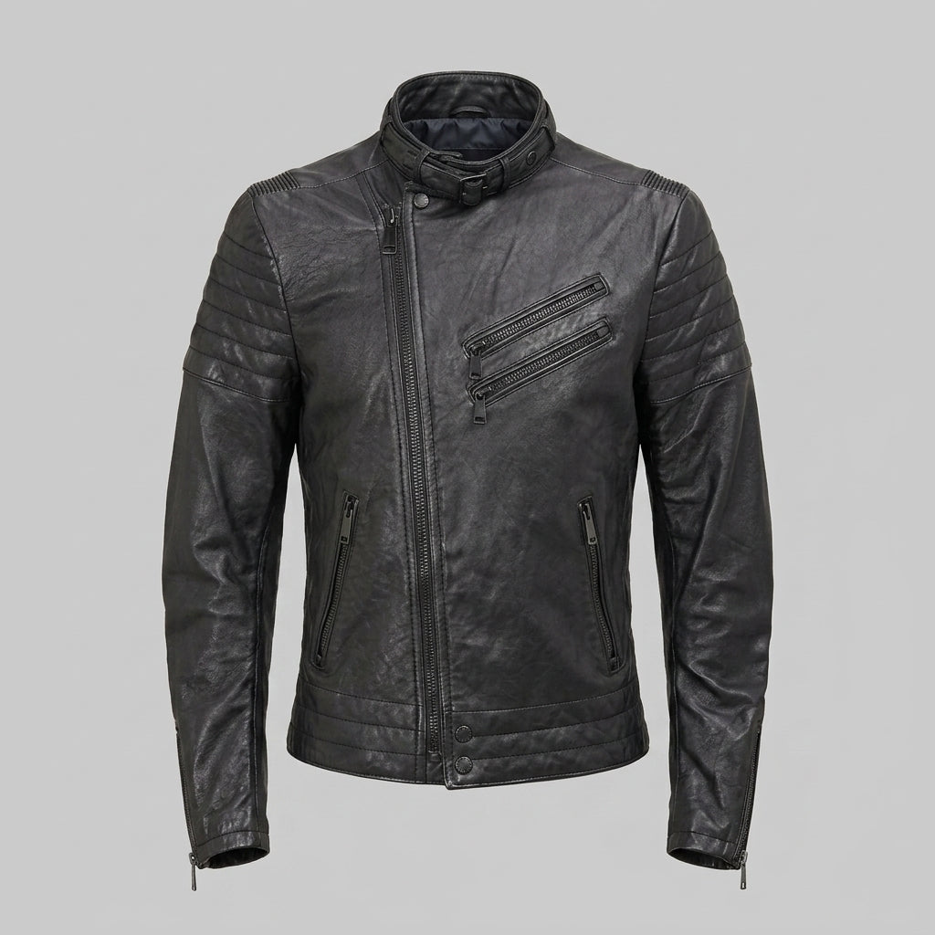 Men's Premium Lambskin Leather Moto Jacket – Slim Fit Biker Jacket