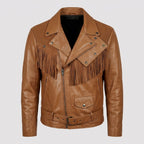 Men's Vintage Brown Leather Biker Jacket – Retro Motorcycle Jacket