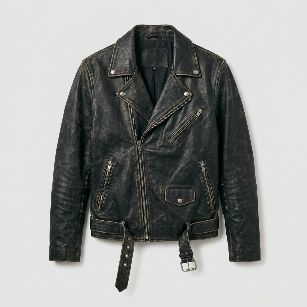 Men's Luxury Leather Biker Jacket – Modern Slim Fit Moto Jacket