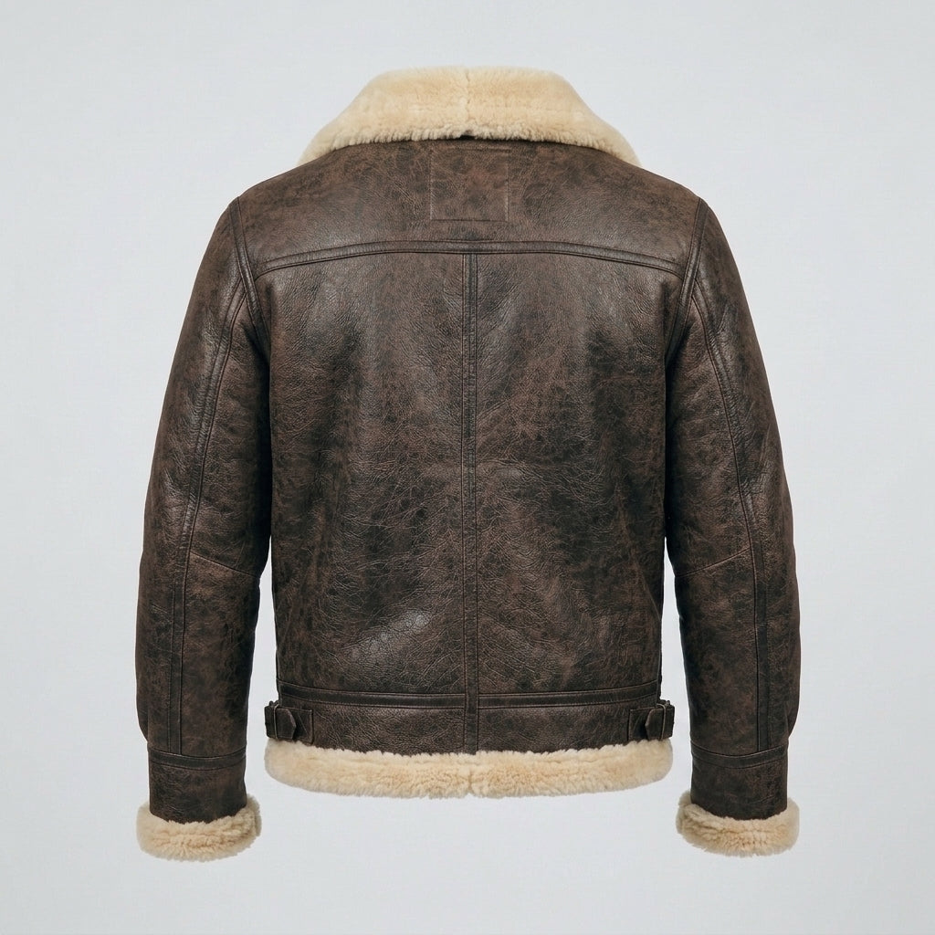 Men's Shearling Leather Jacket – Genuine Sheepskin Aviator Bomber