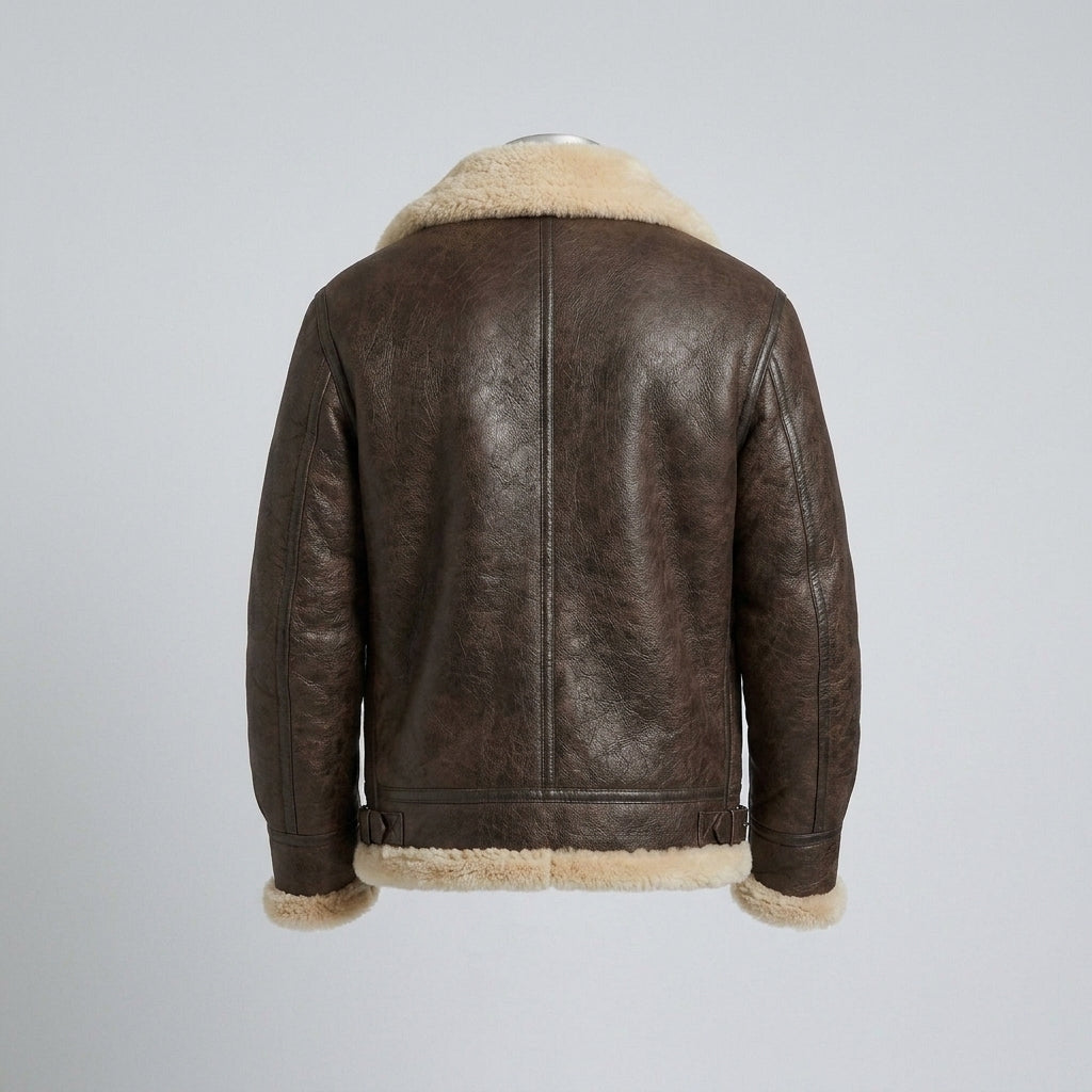 Men's Real Sheepskin Leather Aviator Jacket – Luxury Winter Bomber