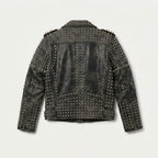 Men's Studded Leather Jacket – Genuine Leather Punk Biker Jacket