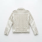Men's White Studded Leather Jacket – Rock Punk Motorcycle Jacket