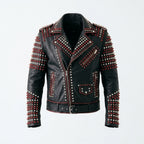 Men's Genuine Leather Studded Biker Jacket – Heavy Metal Moto Jacket