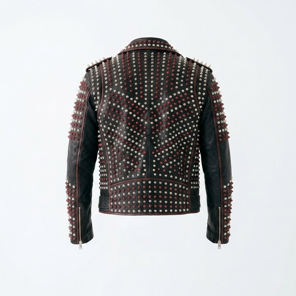 Men's Genuine Leather Studded Biker Jacket – Heavy Metal Moto Jacket