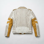 Men's Leather Biker Jacket with Studs Motorcycle Coat