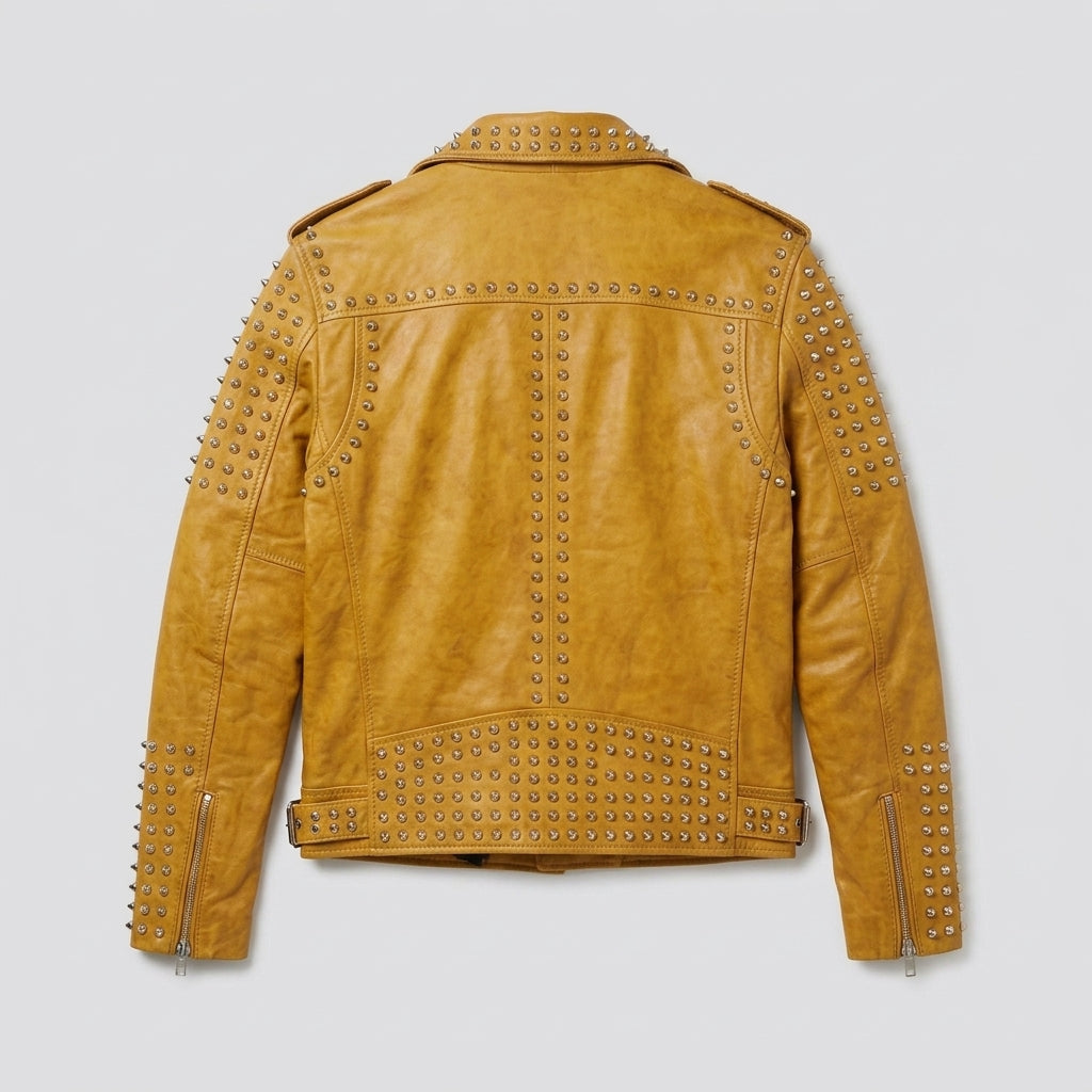 Men's Studded Moto Leather Jacket Genuine Leather Jacket