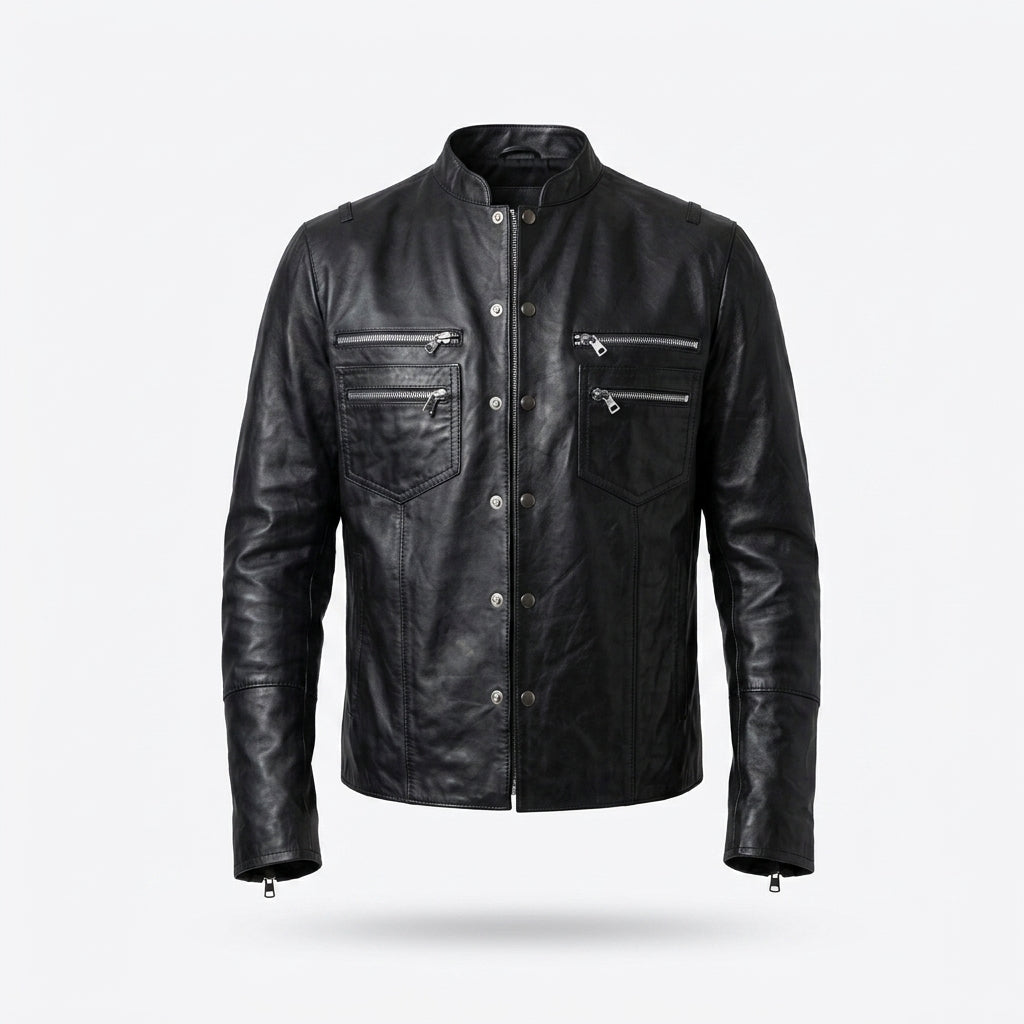 Men's Leather Shirt Jacket Genuine Leather Casual Overshirt