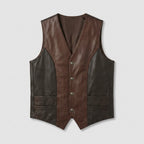 Men's Leather Biker Vest Genuine Cowhide Motorcycle Waistcoat