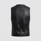 Men's Premium Leather Vest Classic Western Cowboy Waistcoat