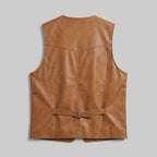 Men's Vintage Leather Vest Distressed Biker Motorcycle Waistcoat