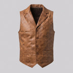 Men's Leather Western Vest Genuine Cowboy Leather Waistcoat