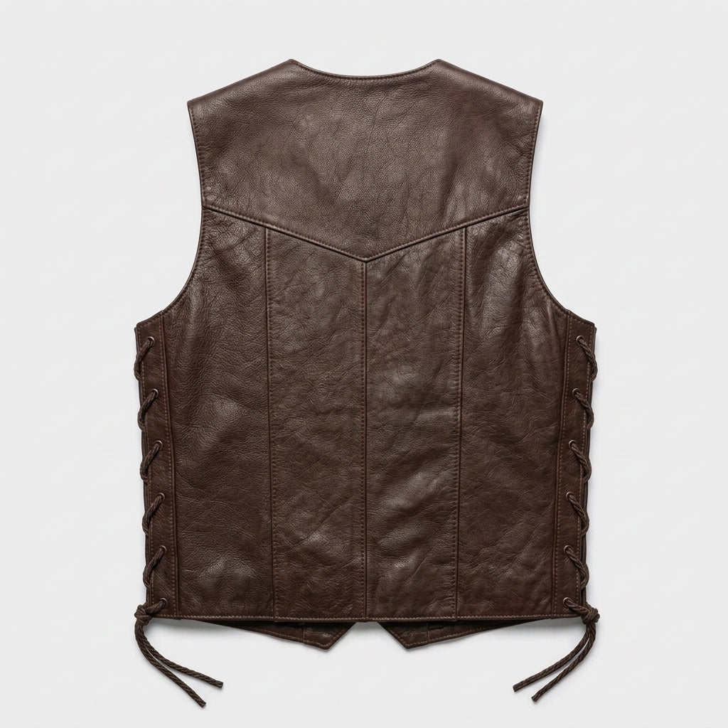 Men's Leather Riding Vest Premium Sleeveless Biker Jacket