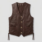 Men's Leather Riding Vest Premium Sleeveless Biker Jacket