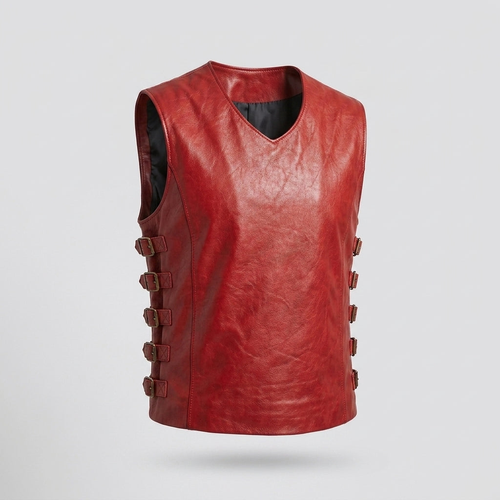 Men's Designer Leather Vest Genuine Leather Fashion Waistcoat