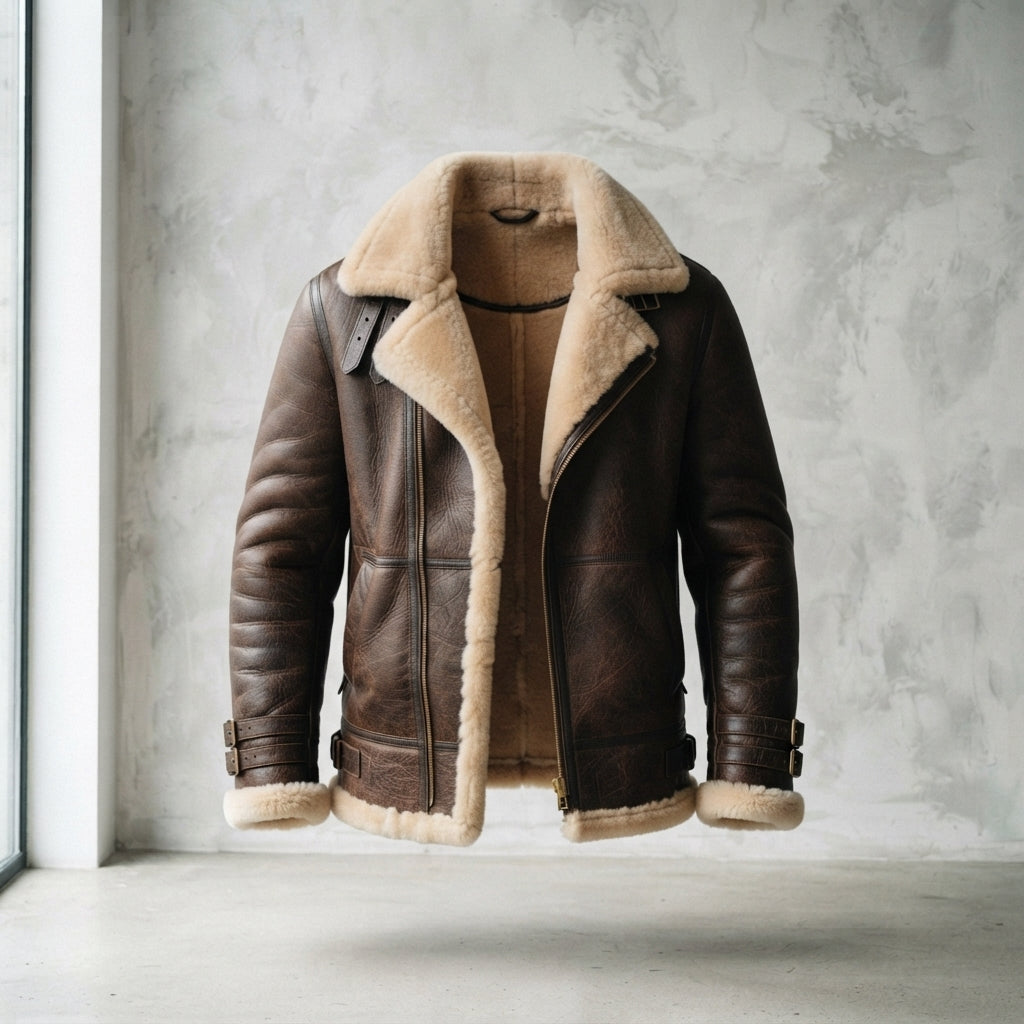 Men's Sheepskin Shearling Leather Coat
