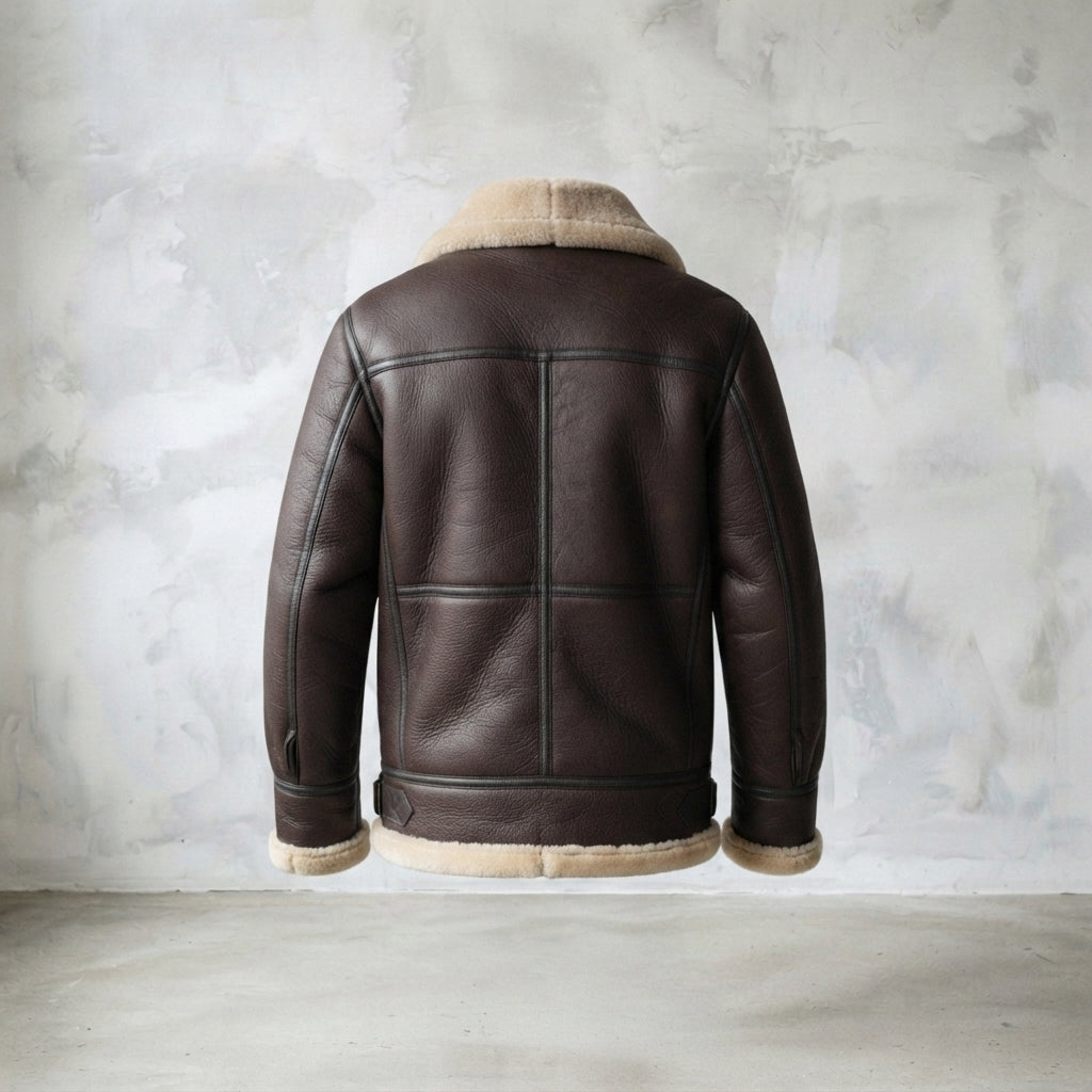 Men's Brown Sheepskin Leather Shearling Coat