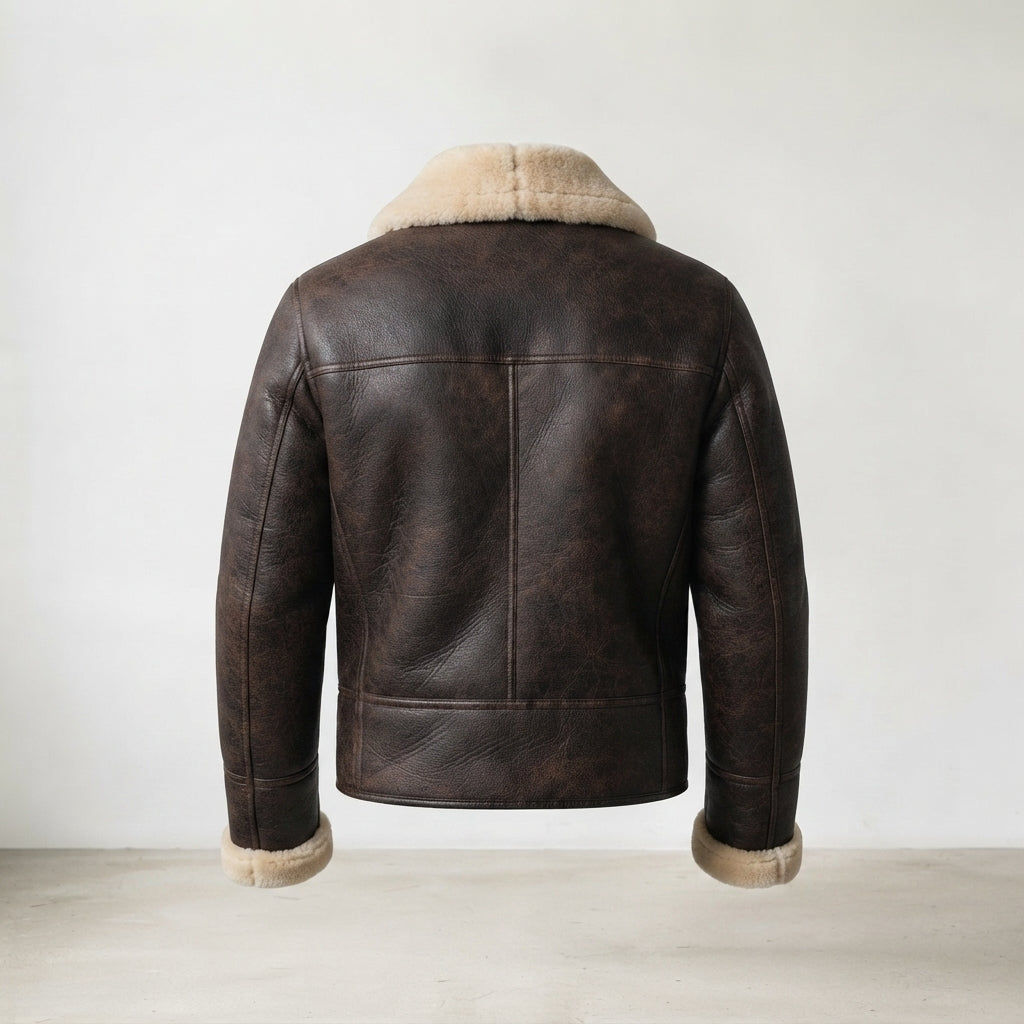 Men's Brown Sheepskin Leather Shearling Coat